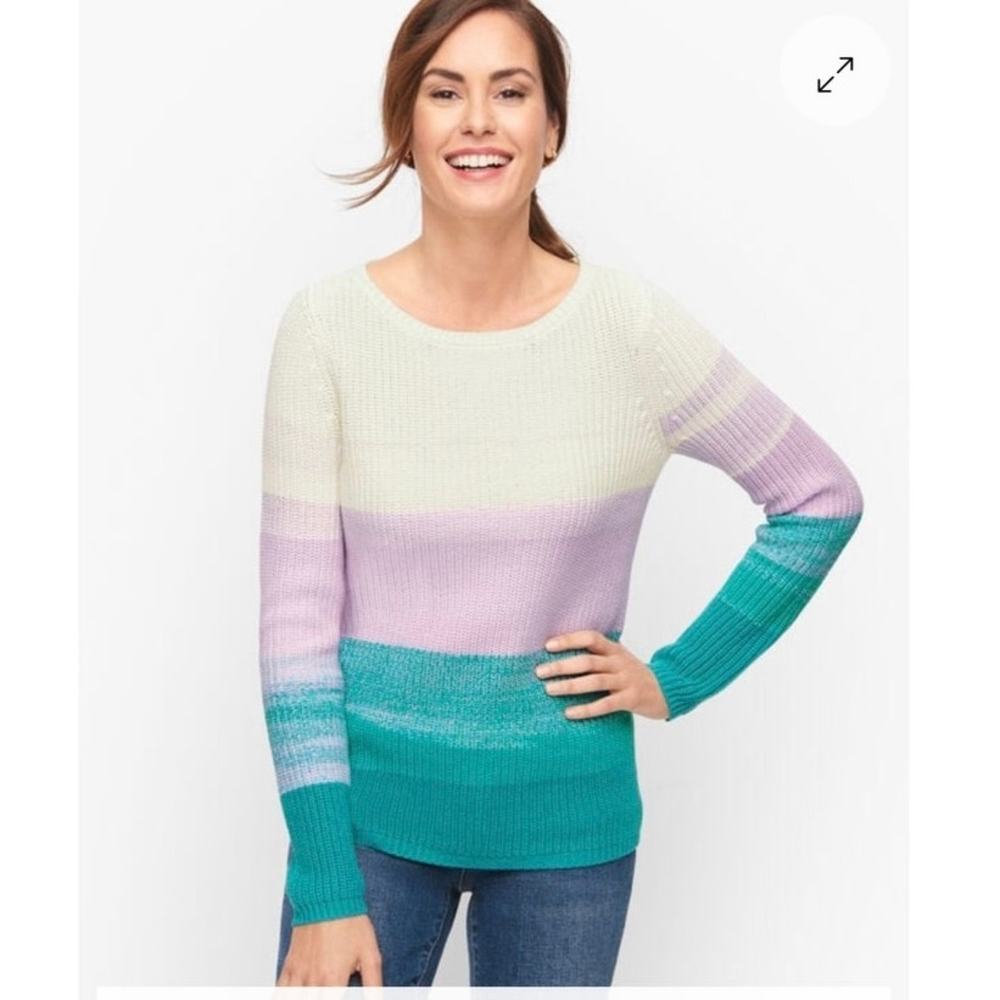 NWT TALBOTS Shaker Stitch Bateau Neck Sweater in Viridian Green XL Petite (H149)